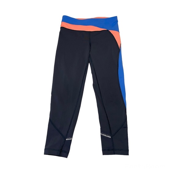 LULULEMON IVIVVA Girls Hyper Track Crops Pop Orange Coal Pool Blue Size 8 - Picture 6 of 9